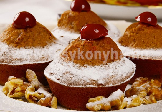 desszert Diós meggyes muffin