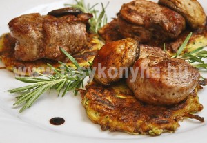 foetel Rozmaringos szűzpecsenye pirított gomba kalappal