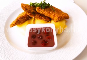 foetel Rántott pecsenye kacsamáj burgonyapürével meggymártással