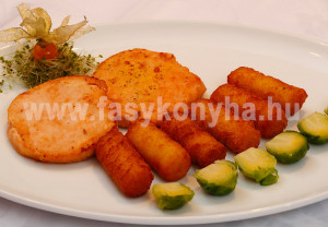 foetel Lazacburger kelbimbóval és burgonyakrokettel