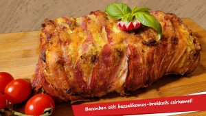 Baconben sült bazsalikomos-brokkolis csirkemell